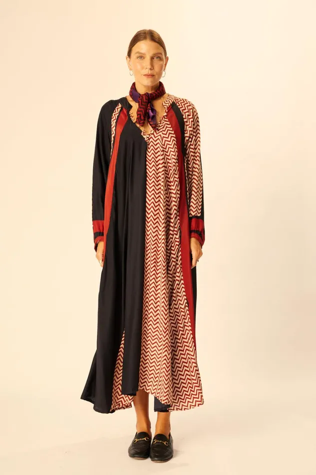 Women Natalie Martin Dresses Fiore Maxi Block Zigzag Noire