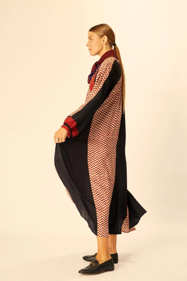 Women Natalie Martin Dresses Fiore Maxi Block Zigzag Noire