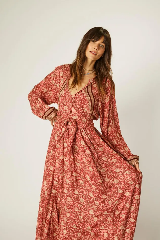 Women Natalie Martin Dresses Fiore Maxi Water Lily Terracotta