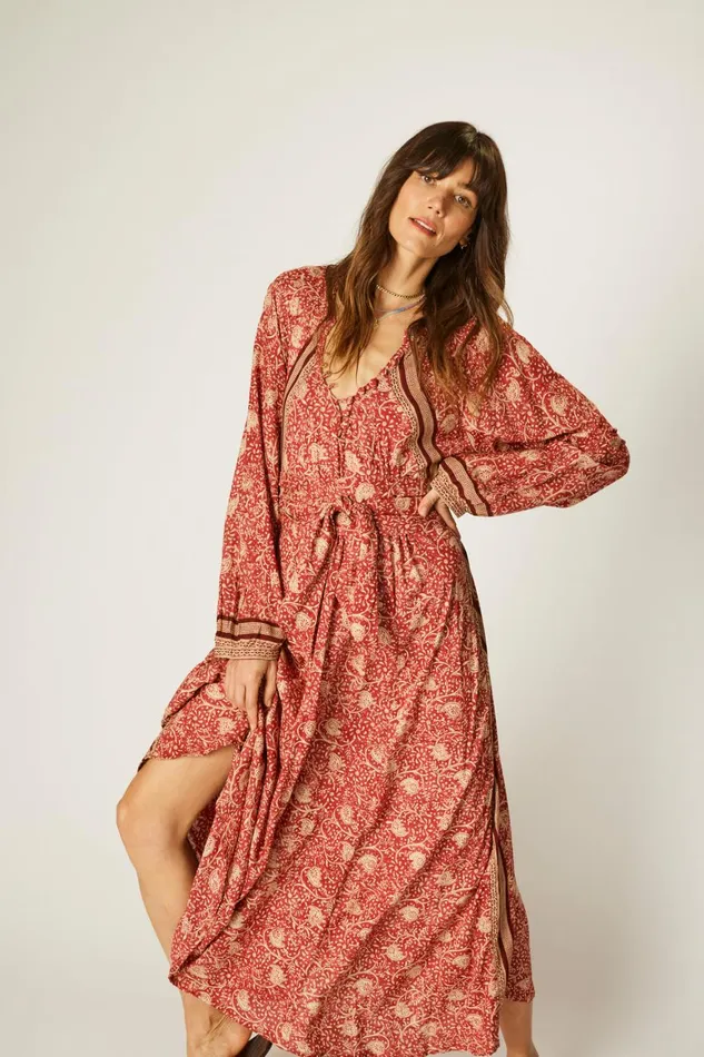 Women Natalie Martin Dresses Fiore Maxi Water Lily Terracotta
