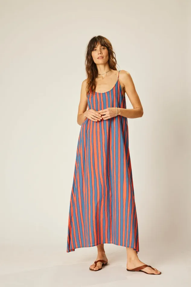 Women Natalie Martin Dresses Heather Maxi Batik Stripe Blood Orange