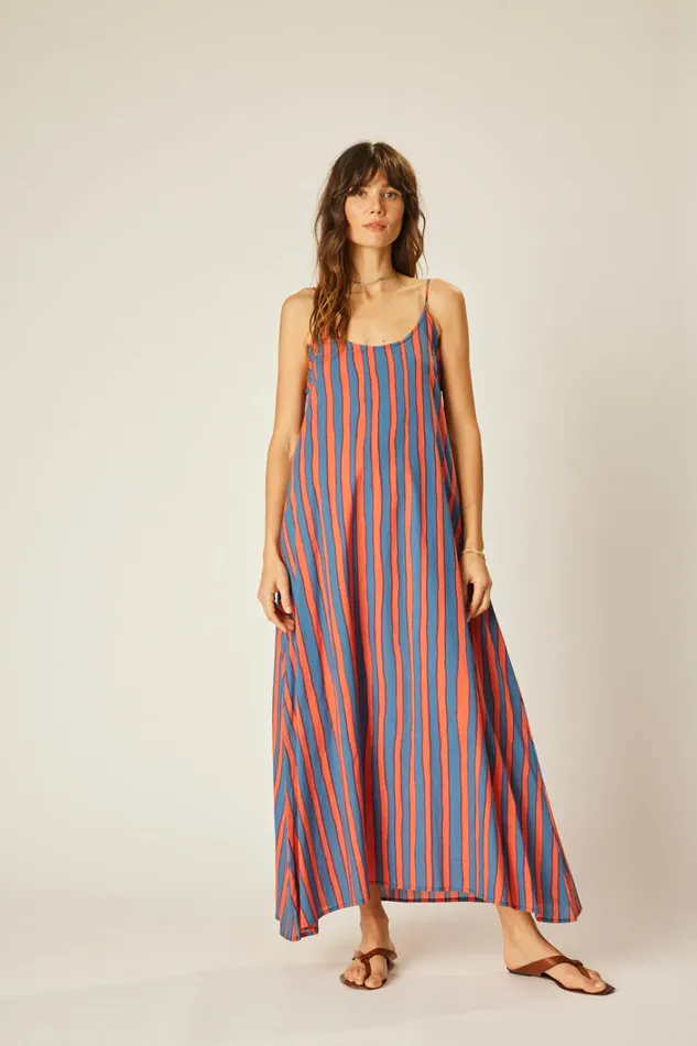 Women Natalie Martin Dresses Heather Maxi Batik Stripe Blood Orange