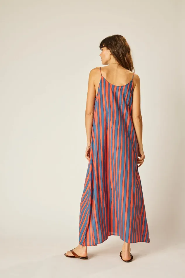 Women Natalie Martin Dresses Heather Maxi Batik Stripe Blood Orange