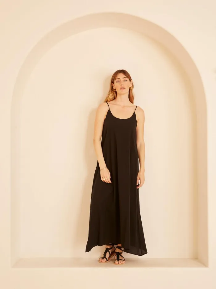 Women Natalie Martin Dresses Heather Maxi Black Flat Cotton