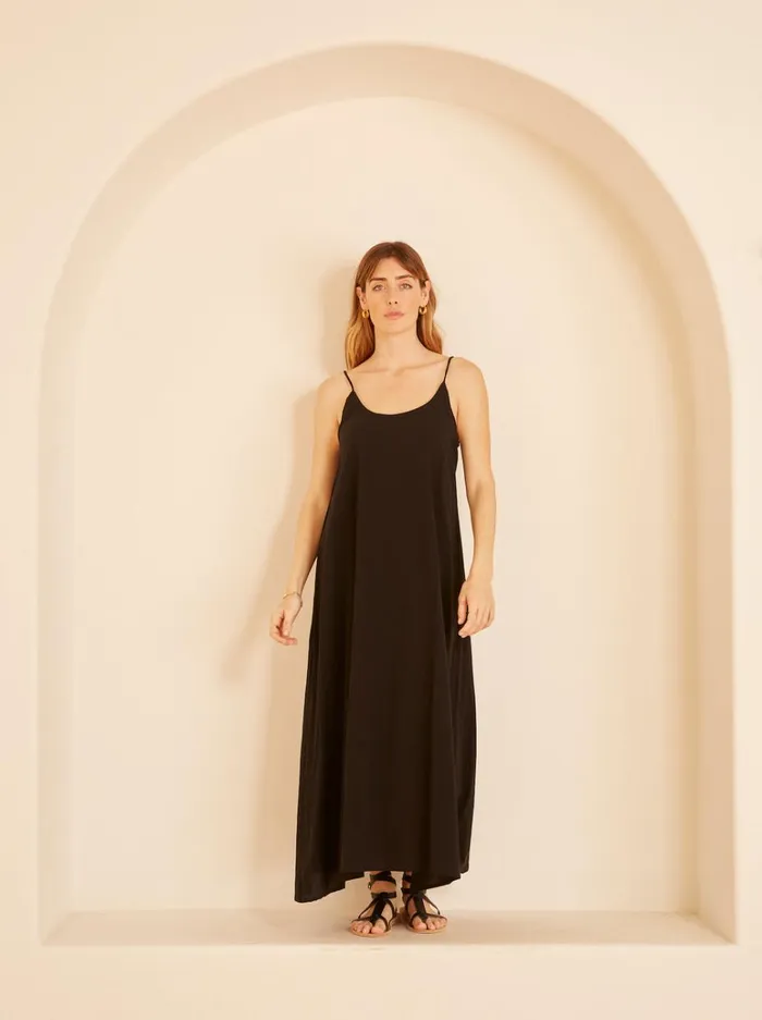 Women Natalie Martin Dresses Heather Maxi Black Flat Cotton