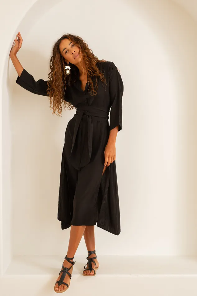 Women Natalie Martin Dresses Isobel Dress Black Silk