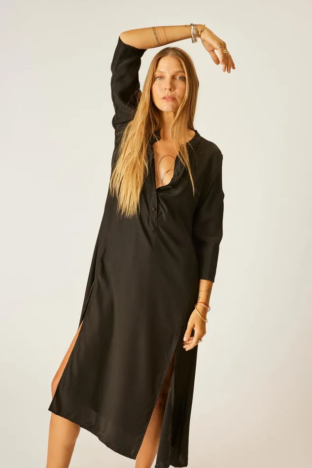 Women Natalie Martin Dresses Isobel Dress Black Silk