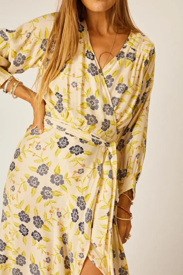 Women Natalie Martin Dresses Kate Long Sleeve Maxi Prairie Indigo