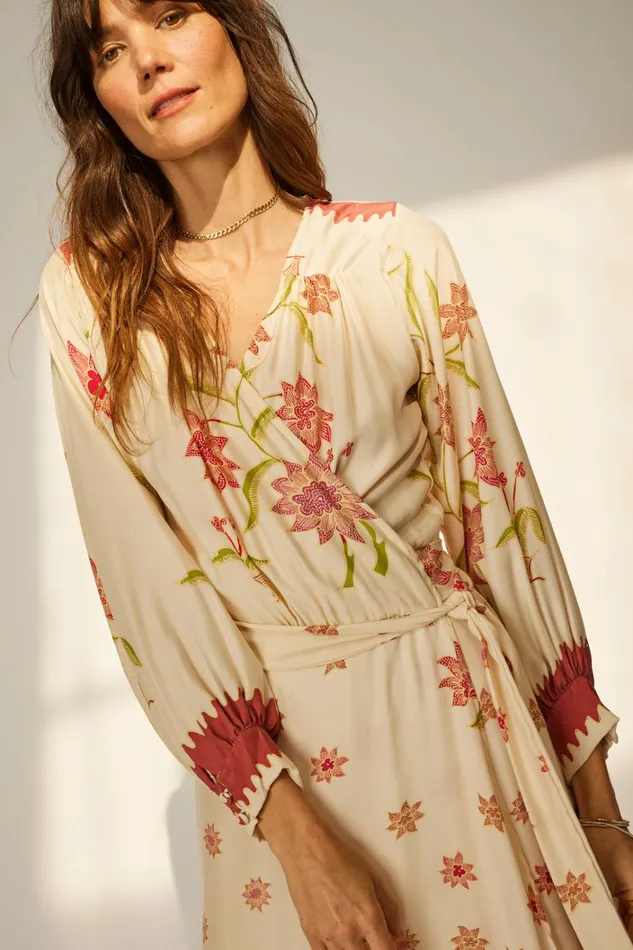 Women Natalie Martin Dresses Kate Long Sleeve Maxi Starflower Cream