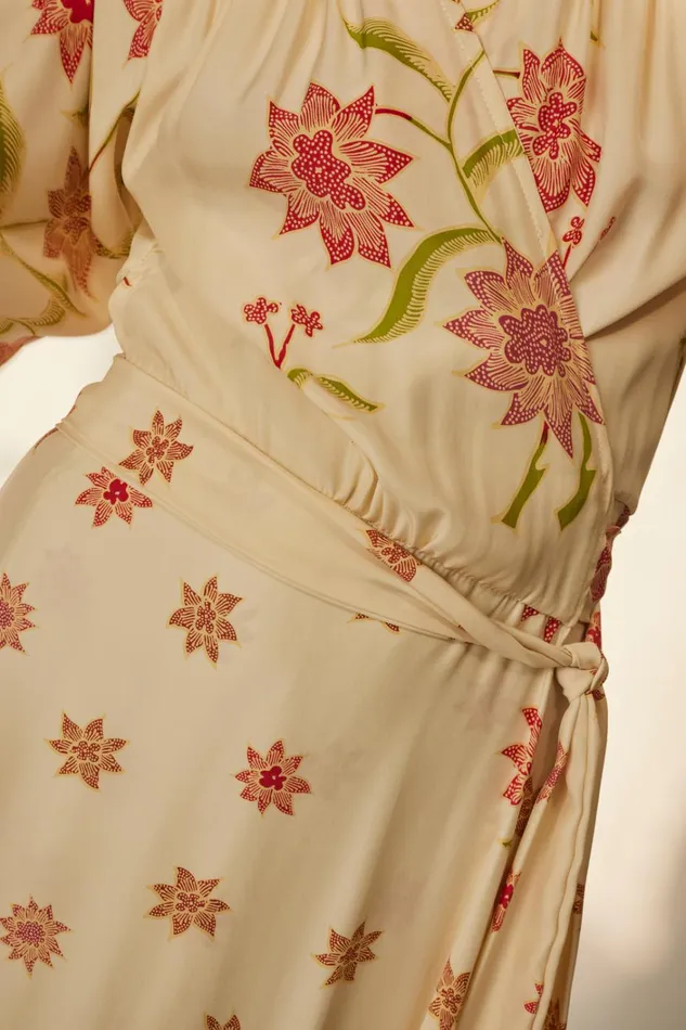 Women Natalie Martin Dresses Kate Long Sleeve Maxi Starflower Cream