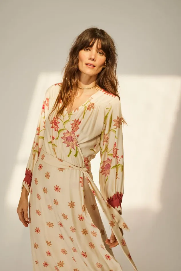Women Natalie Martin Dresses Kate Long Sleeve Maxi Starflower Cream