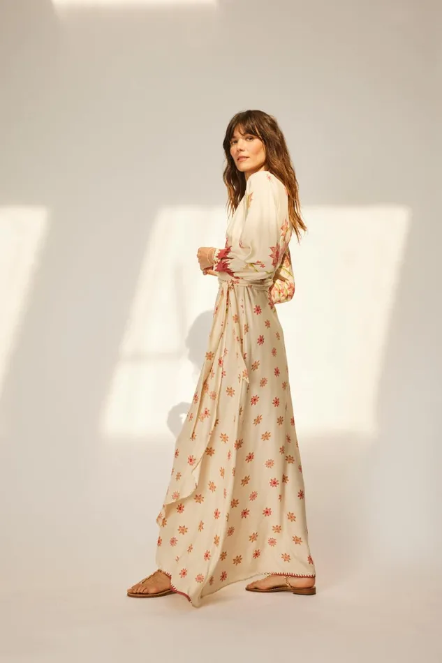 Women Natalie Martin Dresses Kate Long Sleeve Maxi Starflower Cream