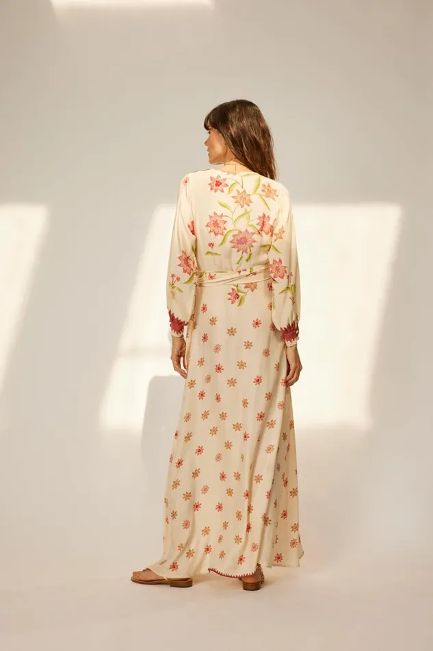 Women Natalie Martin Dresses Kate Long Sleeve Maxi Starflower Cream