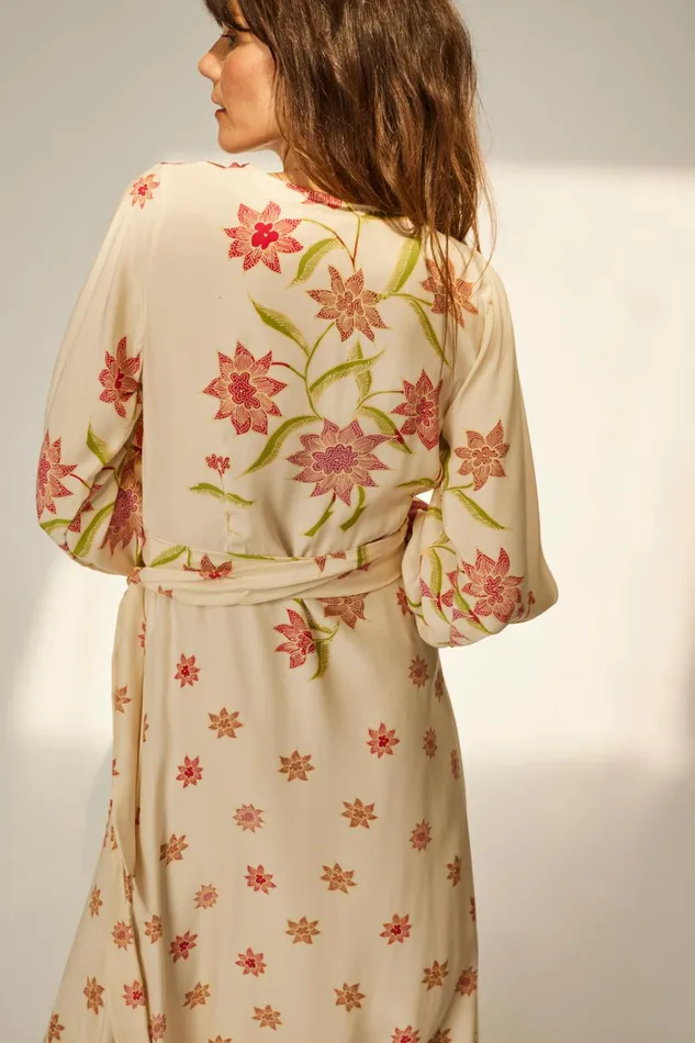 Women Natalie Martin Dresses Kate Long Sleeve Maxi Starflower Cream