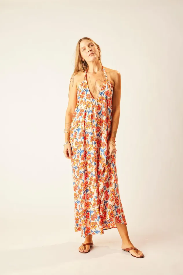 Women Natalie Martin Dresses Lola Dress Silk Watercolor Clementine