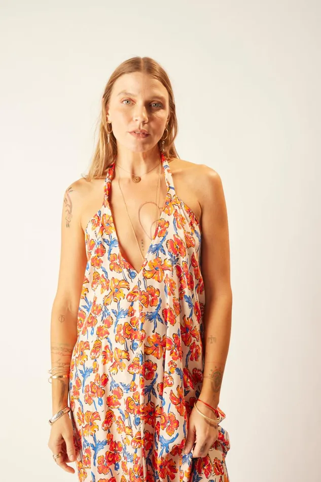 Women Natalie Martin Dresses Lola Dress Silk Watercolor Clementine