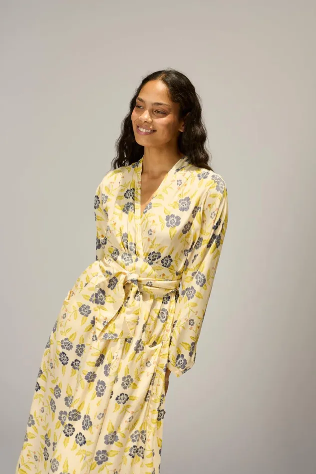 Women Natalie Martin Dresses Nico LS Maxi With Sash Prairie Indigo