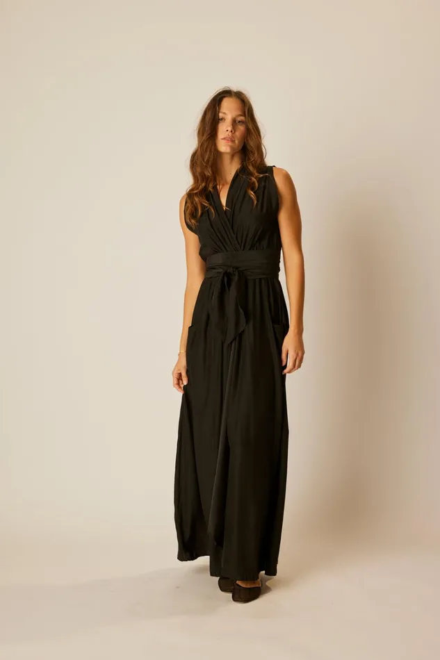 Women Natalie Martin Dresses Nico Sleeveless Maxi Black Silk