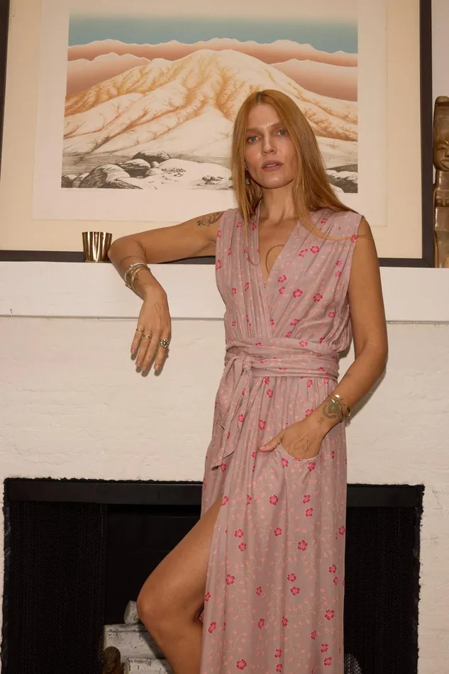 Women Natalie Martin Dresses Nico Sleeveless Maxi Pinwheel Mink