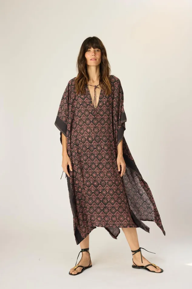 Women Natalie Martin Dresses Paulina Caftan Fleurdelis Black