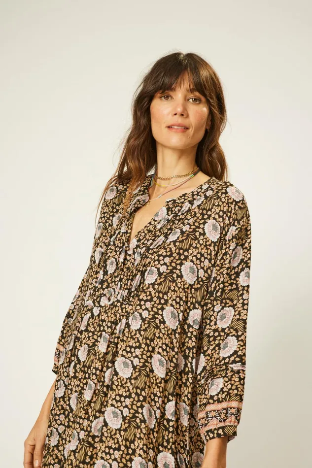 Women Natalie Martin Dresses Sammie Short Dress Vintage Flowers Sepia