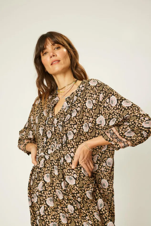 Women Natalie Martin Dresses Sammie Short Dress Vintage Flowers Sepia