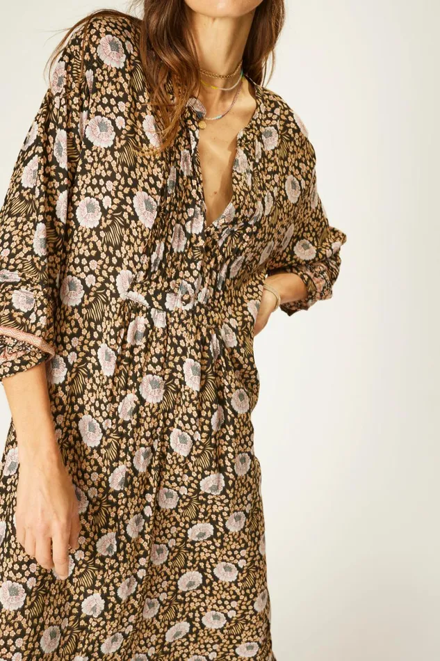Women Natalie Martin Dresses Sammie Short Dress Vintage Flowers Sepia