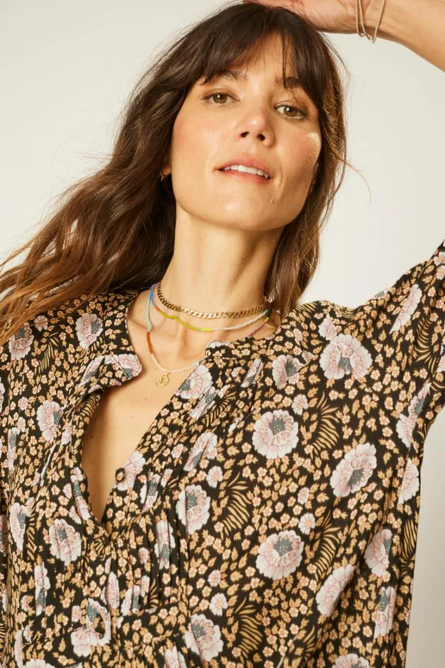 Women Natalie Martin Dresses Sammie Short Dress Vintage Flowers Sepia