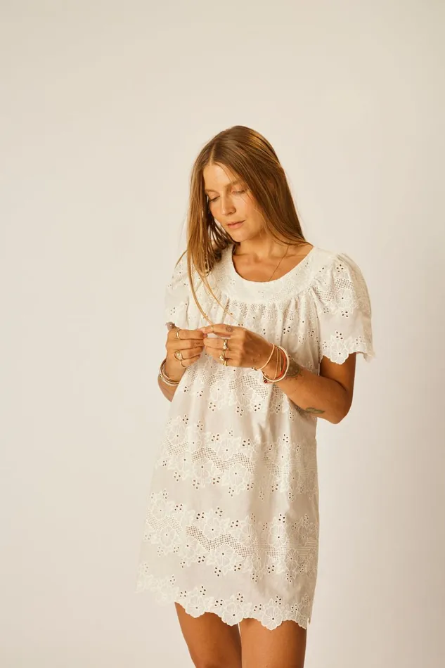 Women Natalie Martin Dresses Sienna Mini Dress Geranium Milk