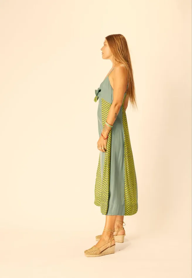 Women Natalie Martin Dresses Sophie Dress Block Zigzag Lime