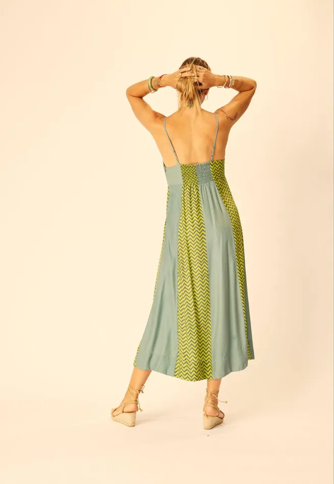 Women Natalie Martin Dresses Sophie Dress Block Zigzag Lime