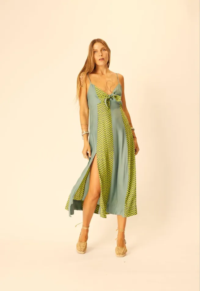 Women Natalie Martin Dresses Sophie Dress Block Zigzag Lime