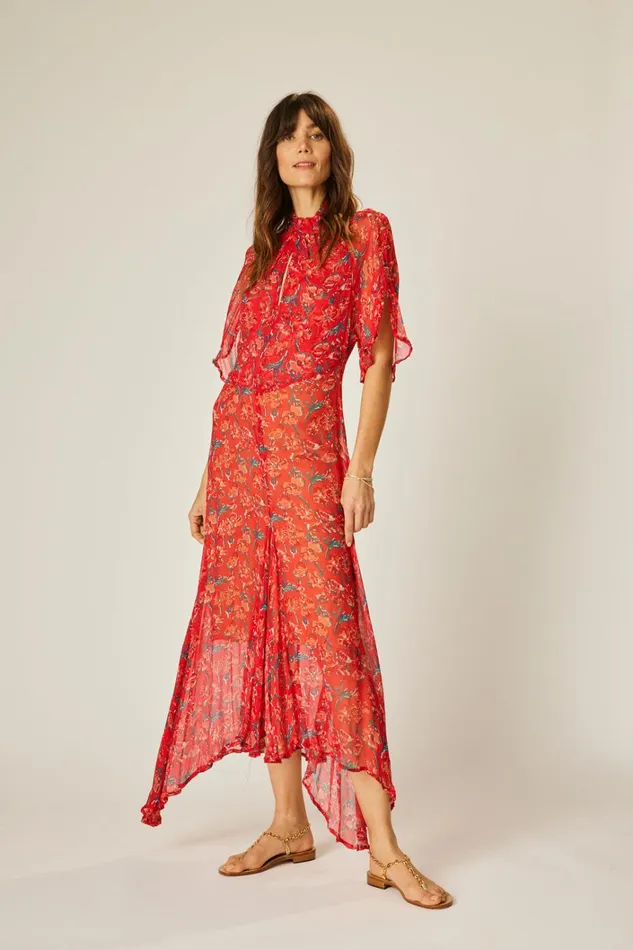 Women Natalie Martin Dresses Tiffany Dress Chiffon Watercolor Vermil