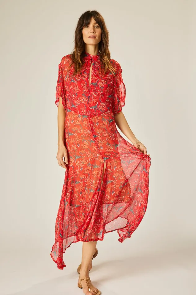 Women Natalie Martin Dresses Tiffany Dress Chiffon Watercolor Vermil