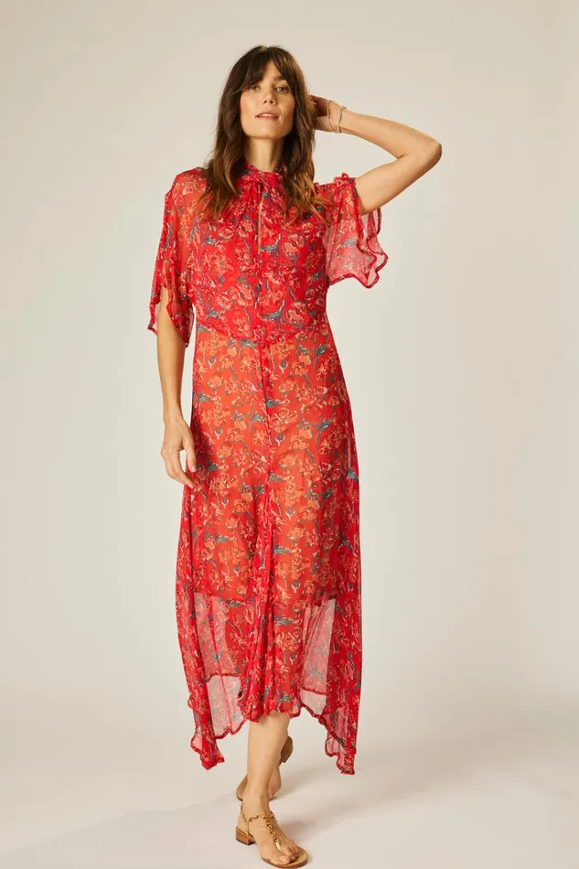 Women Natalie Martin Dresses Tiffany Dress Chiffon Watercolor Vermil