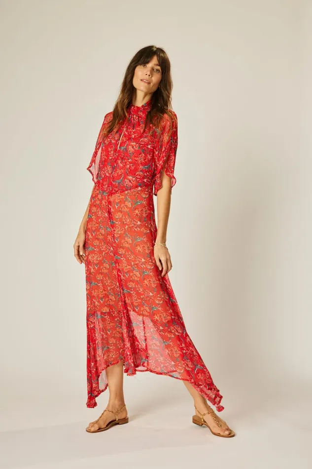 Women Natalie Martin Dresses Tiffany Dress Chiffon Watercolor Vermil
