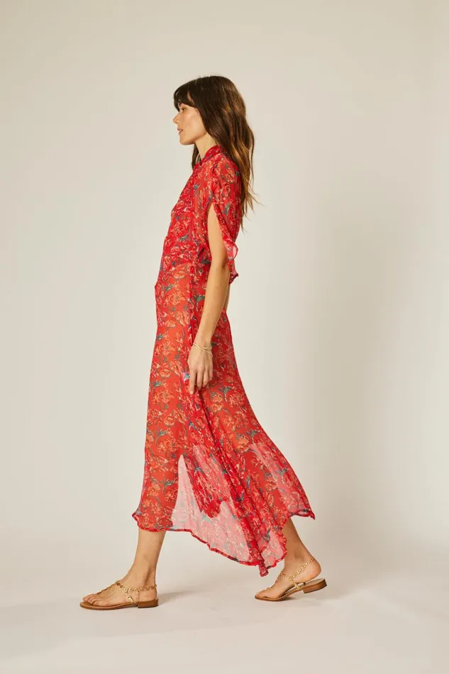 Women Natalie Martin Dresses Tiffany Dress Chiffon Watercolor Vermil
