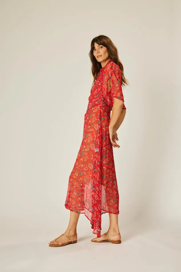Women Natalie Martin Dresses Tiffany Dress Chiffon Watercolor Vermil