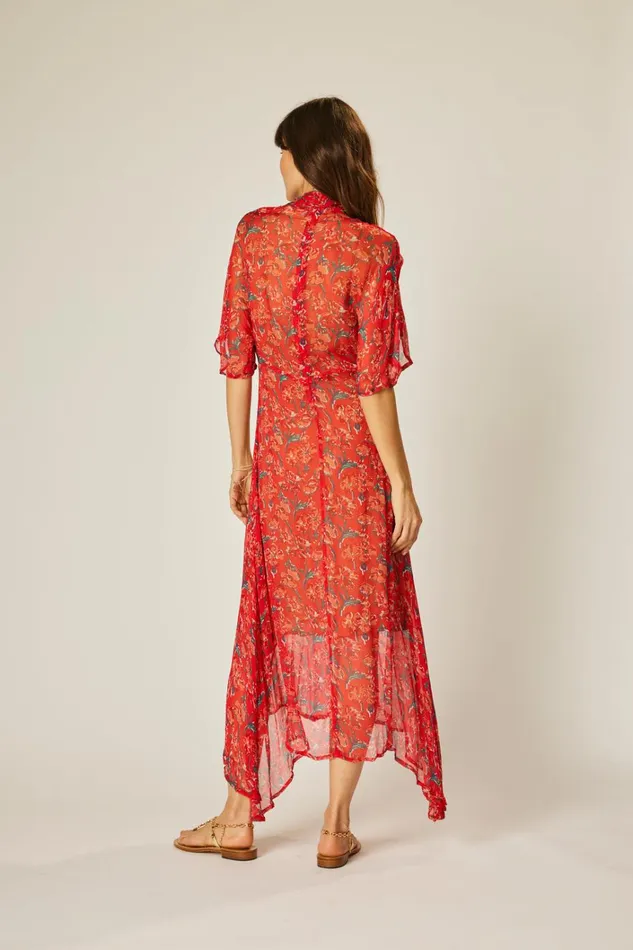 Women Natalie Martin Dresses Tiffany Dress Chiffon Watercolor Vermil