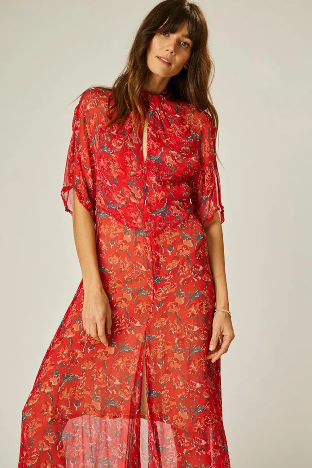 Women Natalie Martin Dresses Tiffany Dress Chiffon Watercolor Vermil
