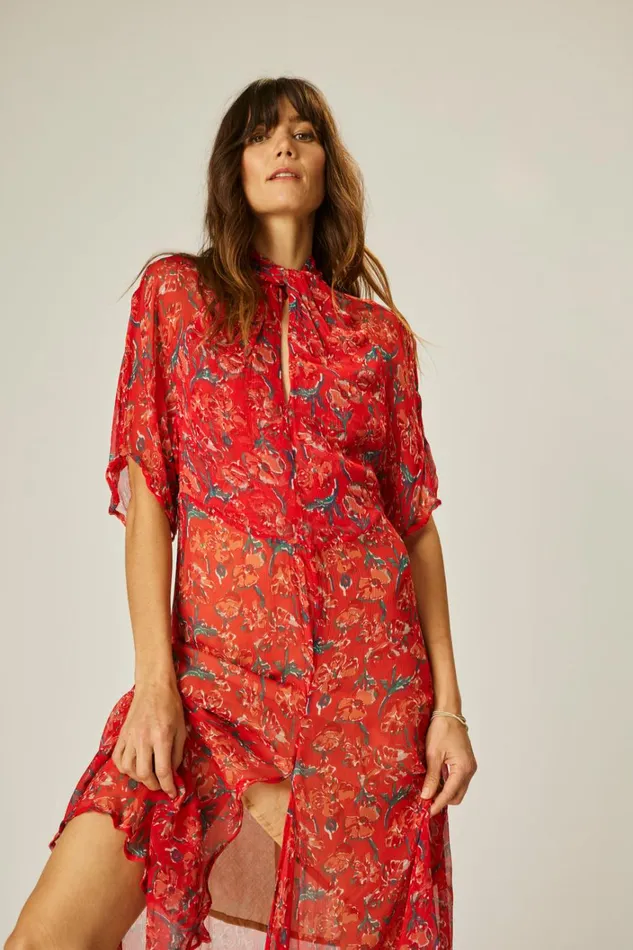 Women Natalie Martin Dresses Tiffany Dress Chiffon Watercolor Vermil