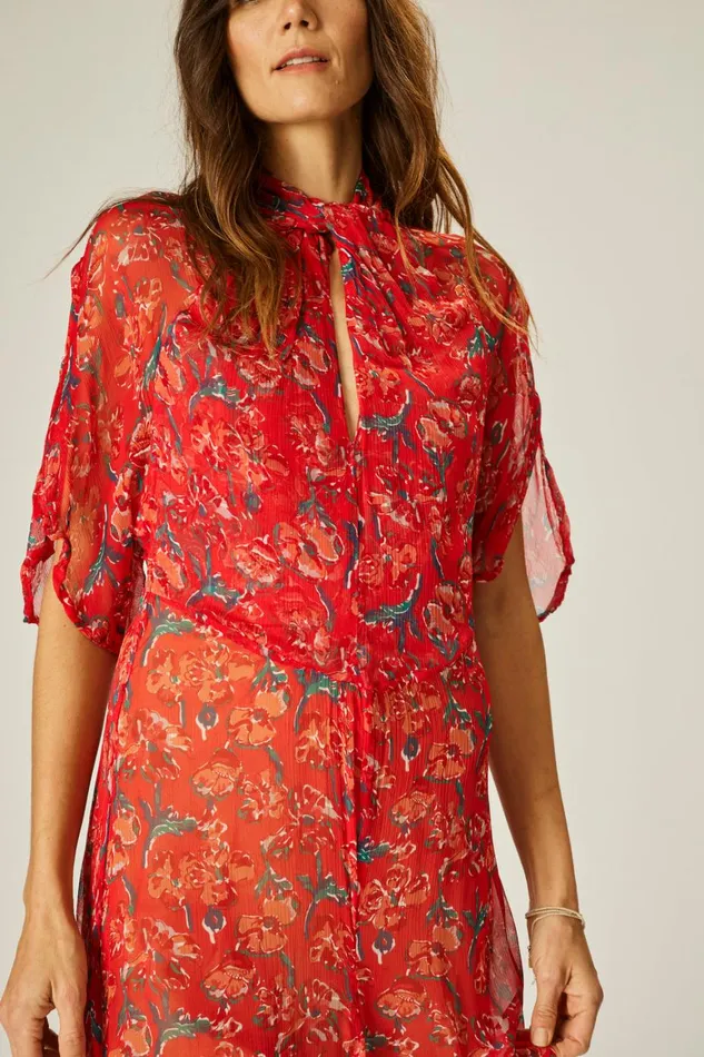 Women Natalie Martin Dresses Tiffany Dress Chiffon Watercolor Vermil