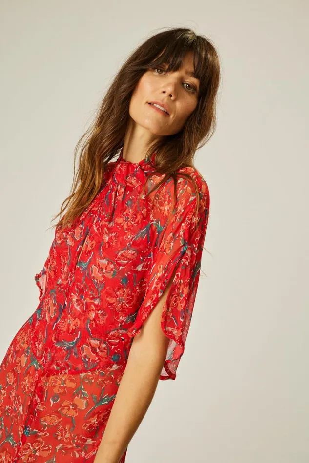 Women Natalie Martin Dresses Tiffany Dress Chiffon Watercolor Vermil