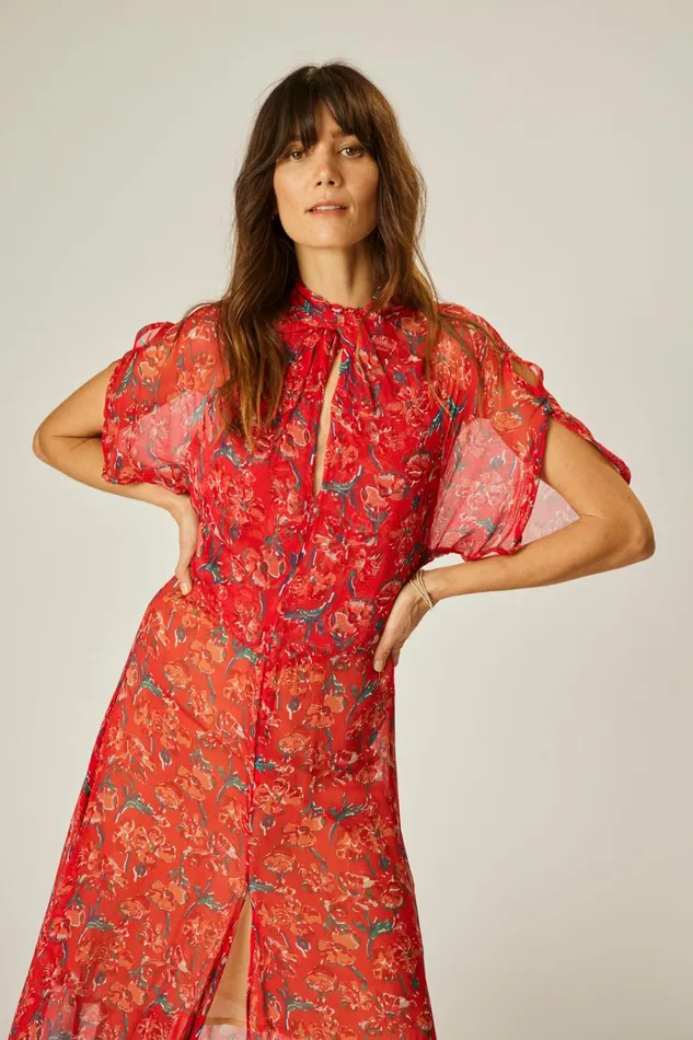 Women Natalie Martin Dresses Tiffany Dress Chiffon Watercolor Vermil