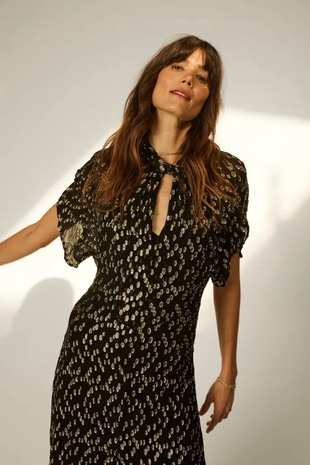Women Natalie Martin Dresses Tiffany Dress Metallic Chiffon
