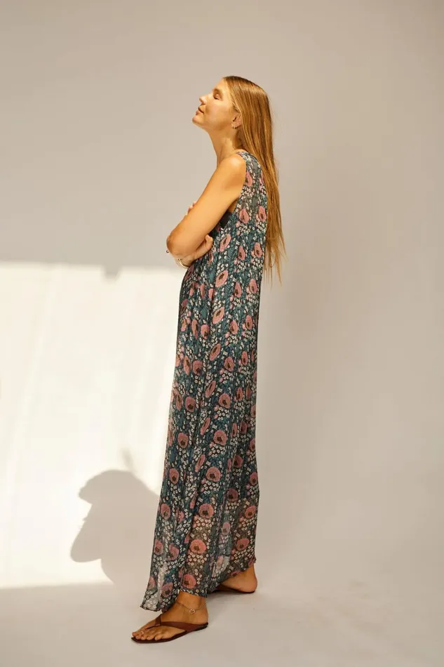 Women Natalie Martin Dresses Tova Maxi Vintage Flowers Indigo
