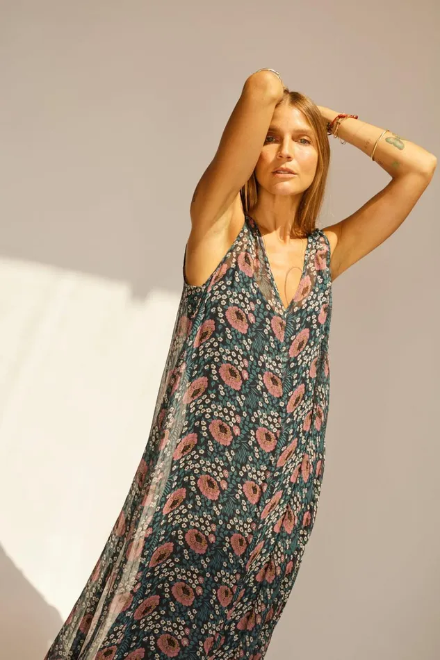 Women Natalie Martin Dresses Tova Maxi Vintage Flowers Indigo