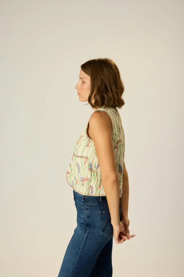 Women Natalie Martin Jackets and Vests Felicity Vest Pisces Print Seaweed