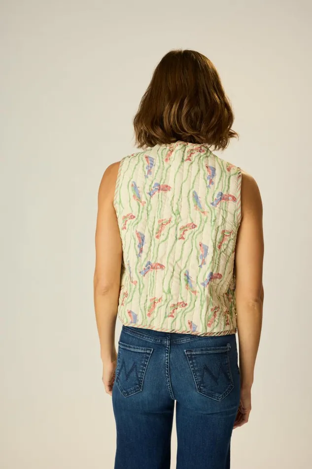 Women Natalie Martin Jackets and Vests Felicity Vest Pisces Print Seaweed