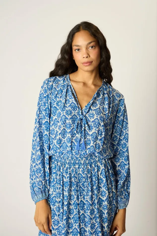 Women Natalie Martin Tops Amelia Top Fleurdelis Blue Women Natalie Martin Tops Amelia Top Fleurdelis Blue